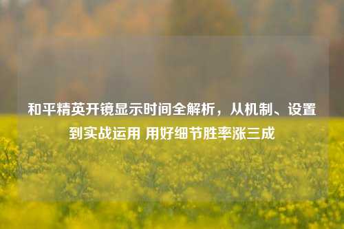 和平精英开镜显示时间全解析，从机制、设置到实战运用 用好细节胜率涨三成