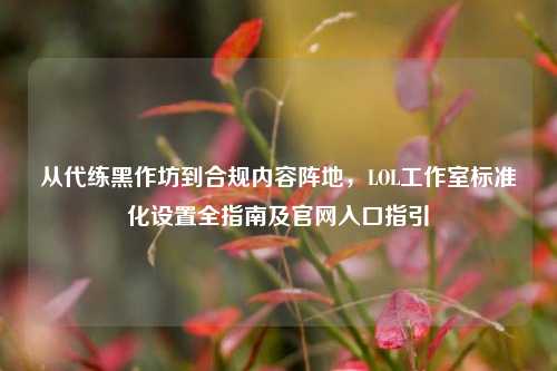 从代练黑作坊到合规内容阵地，LOL工作室标准化设置全指南及官网入口指引