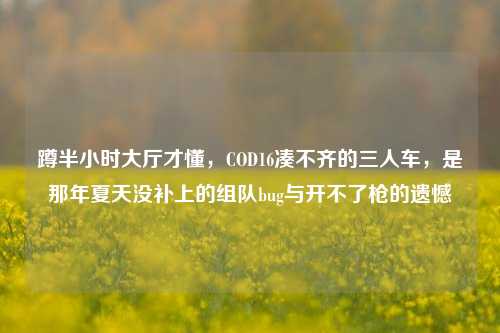 蹲半小时大厅才懂,COD16凑不齐的三人车,是那年夏天没补上的组队bug与开不了枪的遗憾