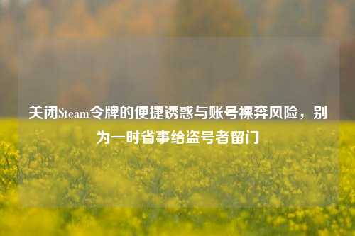 关闭Steam令牌的便捷诱惑与账号裸奔风险,别为一时省事给盗号者留门