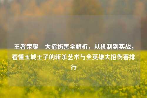 王者荣耀暃大招伤害全解析,从机制到实战,看懂玉城王子的斩杀艺术与全英雄大招伤害排行