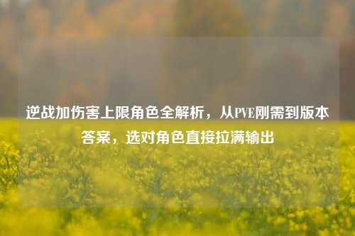 逆战加伤害上限角色全解析,从PVE刚需到版本答案,选对角色直接拉满输出