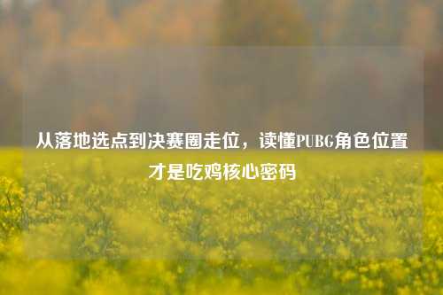 从落地选点到决赛圈走位，读懂PUBG角色位置才是吃鸡核心密码