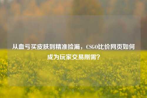 从血亏买皮肤到精准捡漏,CSGO比价网页如何成为玩家交易刚需?