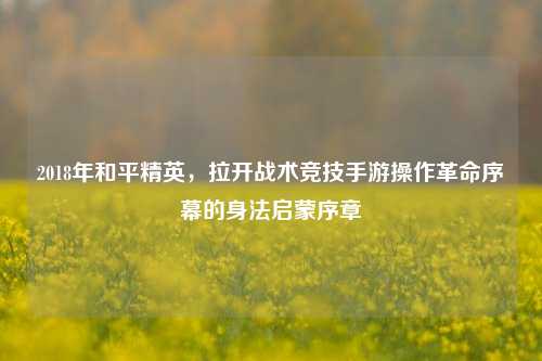 2018年和平精英,拉开战术竞技手游操作革命序幕的身法启蒙序章