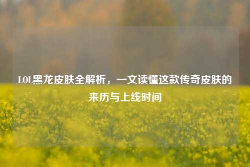 LOL黑龙皮肤全解析,一文读懂这款传奇皮肤的来历与上线时间
