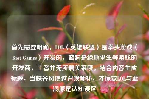 首先需要明确,LOL(英雄联盟)是拳头游戏(Riot Games)开发的,蓝洞是绝地求生等游戏的开发商,二者并无所属关系哦。结合内容生成标题,当峡谷风拂过召唤师杯,才惊觉LOL与蓝洞原是认知误区