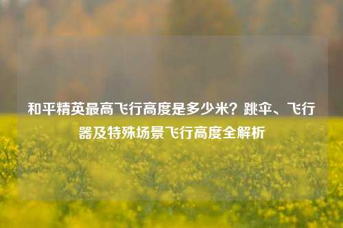 和平精英最高飞行高度是多少米？跳伞、飞行器及特殊场景飞行高度全解析