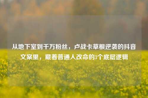 从地下室到千万粉丝，卢战卡草根逆袭的抖音文案里，藏着普通人改命的3个底层逻辑