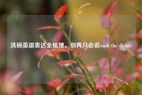 洗碗英语表达全梳理,别再只会说wash the dishes