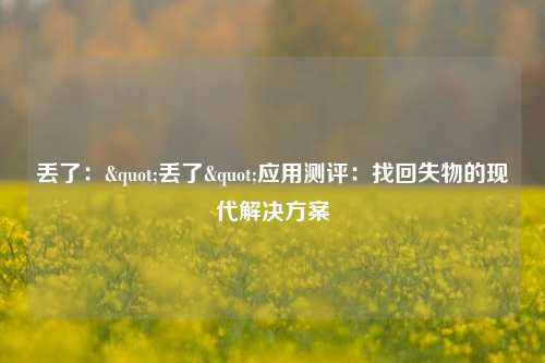 丢了："丢了"应用测评：找回失物的现代解决方案