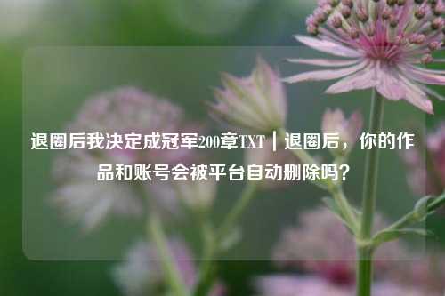退圈后我决定成冠军200章TXT|退圈后,你的作品和账号会被平台自动删除吗?