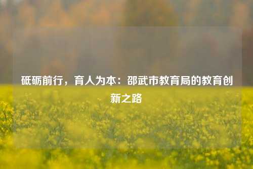 砥砺前行,育人为本:邵武市教育局的教育创新之路