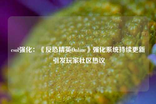 csol强化：《反恐精英Online》强化系统持续更新 引发玩家社区热议